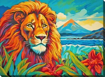Картина маслом Лев №60