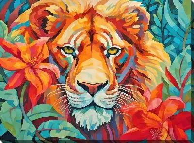 Картина маслом Лев №611