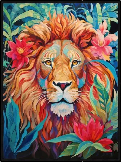 Картина Лев в джунглях