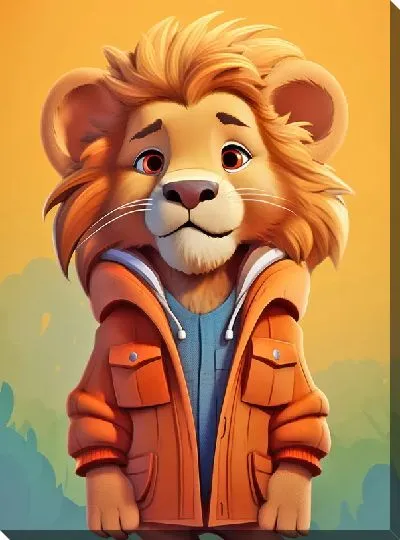 Картина маслом Львёнок в одежде