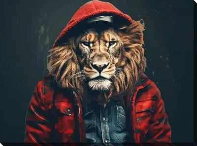 Картина маслом Лев в одежде №7