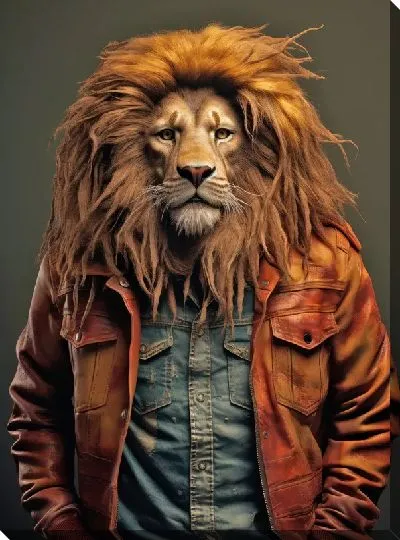 Картина маслом Лев в одежде №9