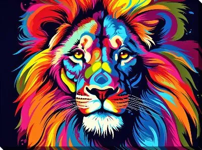 Картина маслом Лев в стиле поп-арт №20