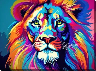 Картина маслом Лев в стиле поп-арт №21
