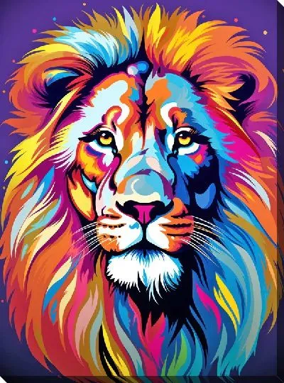 Картина маслом Лев в стиле поп-арт №22