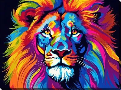 Картина маслом Лев в стиле поп-арт №24