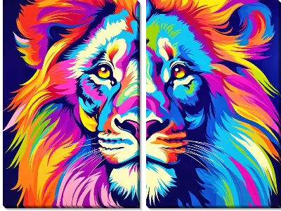 Модульная картина Лев в стиле поп-арт №26