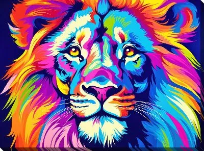 Картина маслом Лев в стиле поп-арт №26