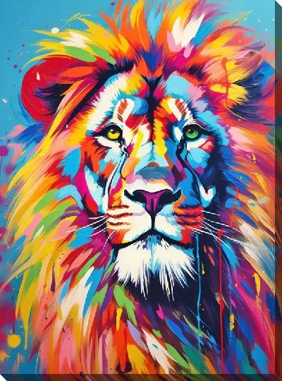Картина маслом Лев в стиле поп-арт №27