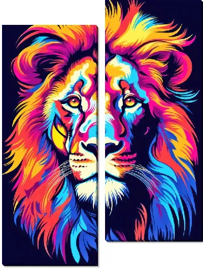 Модульная картина Лев в стиле поп-арт №28