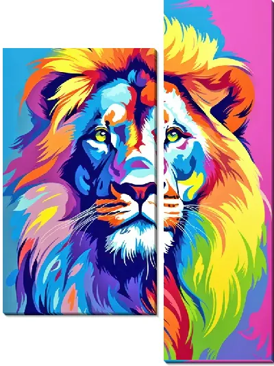 Модульная картина Лев в стиле поп-арт №29