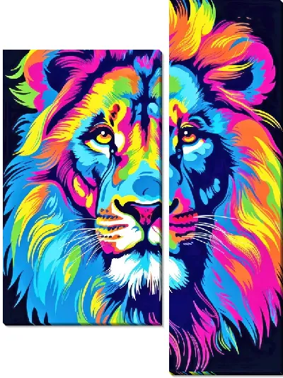 Модульная картина Лев в стиле поп-арт №30
