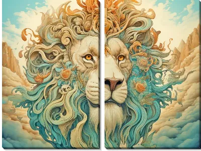 Модульная картина Лев №150