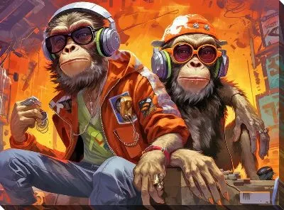 Картина маслом Обезьяны тинейджеры