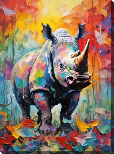 Картина маслом Носорог №21