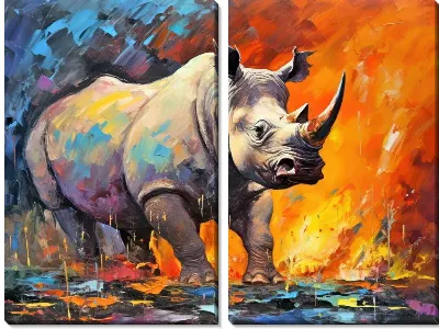 Модульная картина Носорог №5