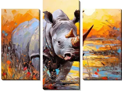 Модульная картина Носорог №7