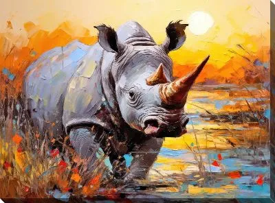 Картина маслом Носорог №7