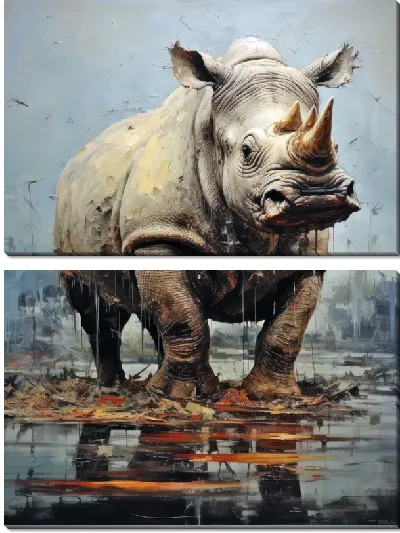 Модульная картина Носорог №10