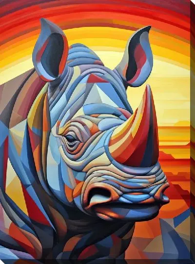Картина маслом Носорог №11