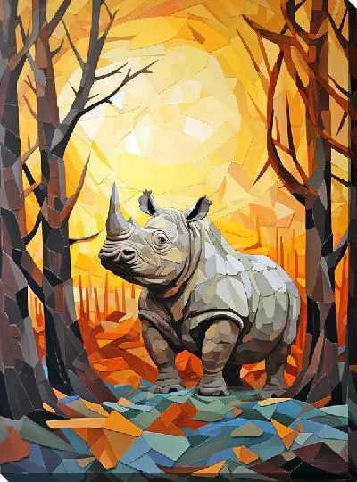 Картина маслом Носорог №12