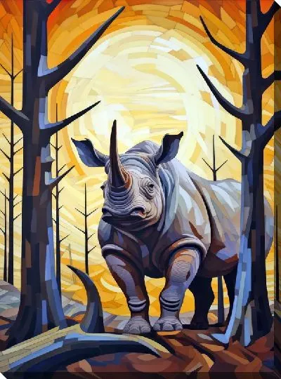 Картина маслом Носорог №14