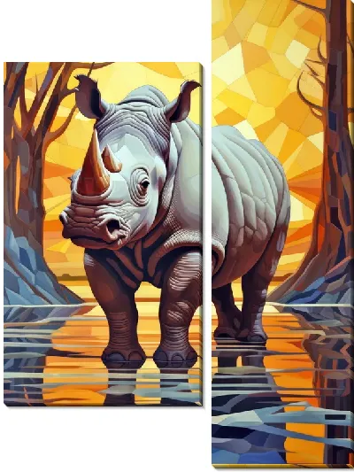 Модульная картина Носорог №16