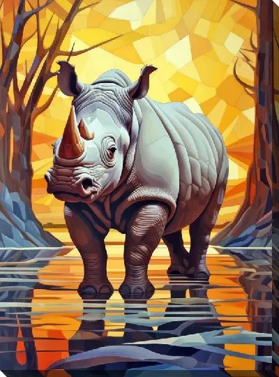 Картина маслом Носорог №16