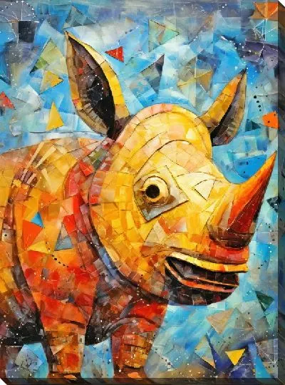 Картина маслом Носорог №17