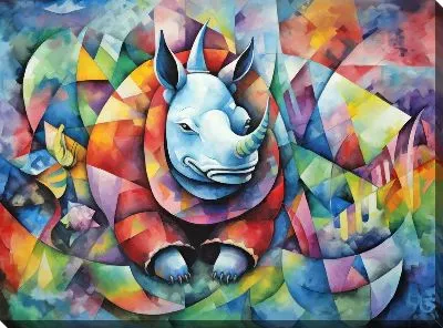 Картина маслом Носорог №18