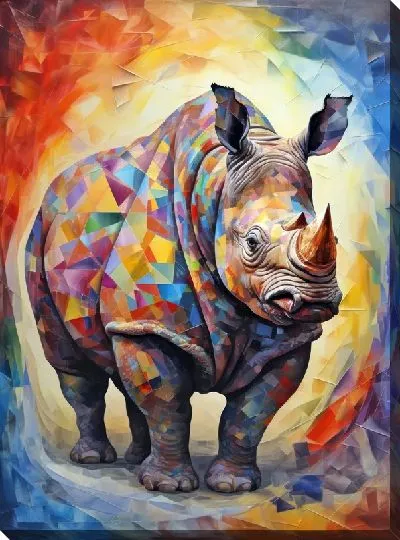 Картина маслом Носорог №19