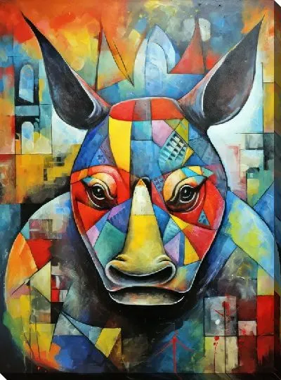 Картина маслом Носорог №20