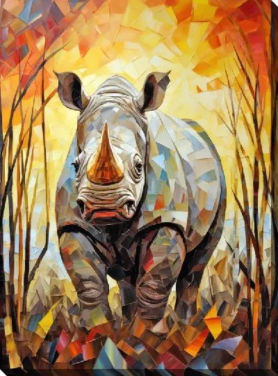Картина маслом Носорог №211