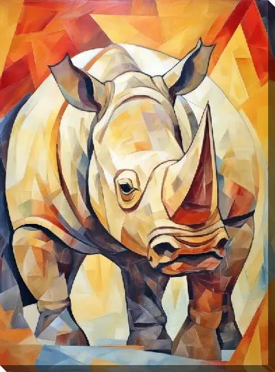 Картина маслом Носорог №23