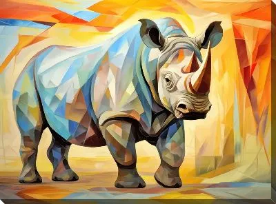 Картина маслом Носорог №26