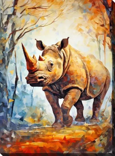 Картина маслом Носорог №30