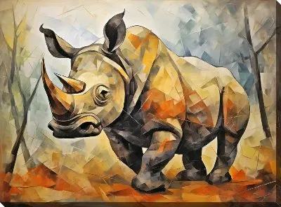 Картина маслом Носорог №32