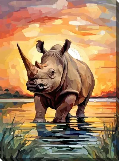 Картина маслом Носорог №33