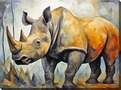 Картина маслом Носорог №36