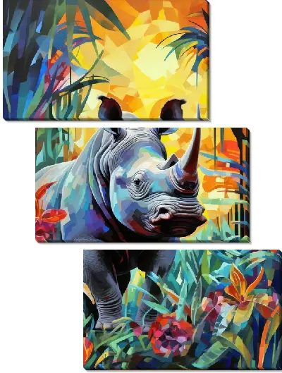 Модульная картина Носорог №38