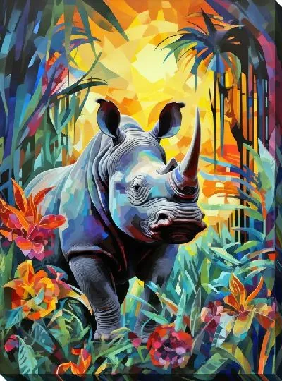 Картина маслом Носорог №38