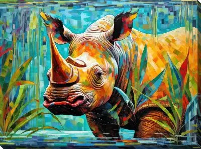 Картина маслом Носорог №40