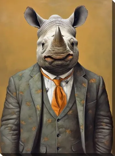 Картина маслом Носорог №45