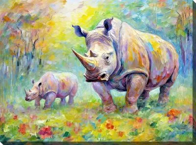 Картина маслом Носорог №46