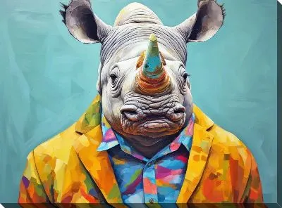 Картина маслом Носорог №47
