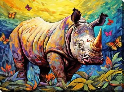 Картина маслом Носорог №48
