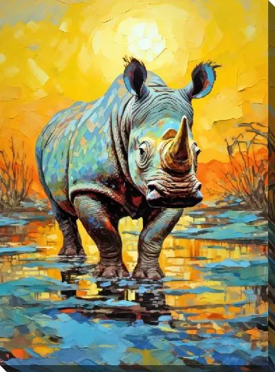 Картина маслом Носорог №50