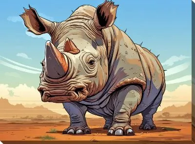 Картина маслом Носорог №63