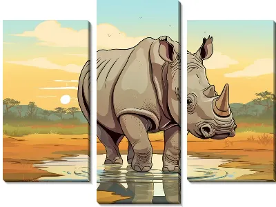 Модульная картина Носорог №64