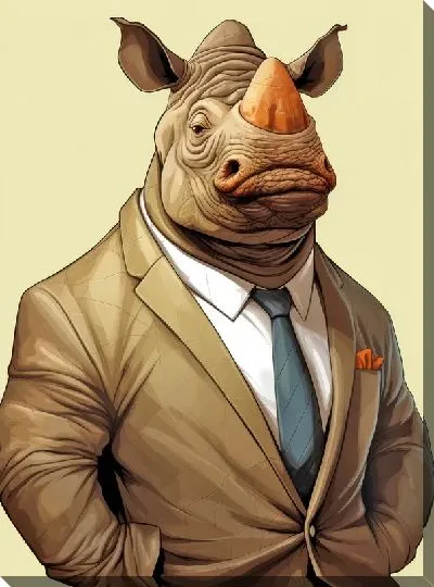 Картина маслом Носорог №67